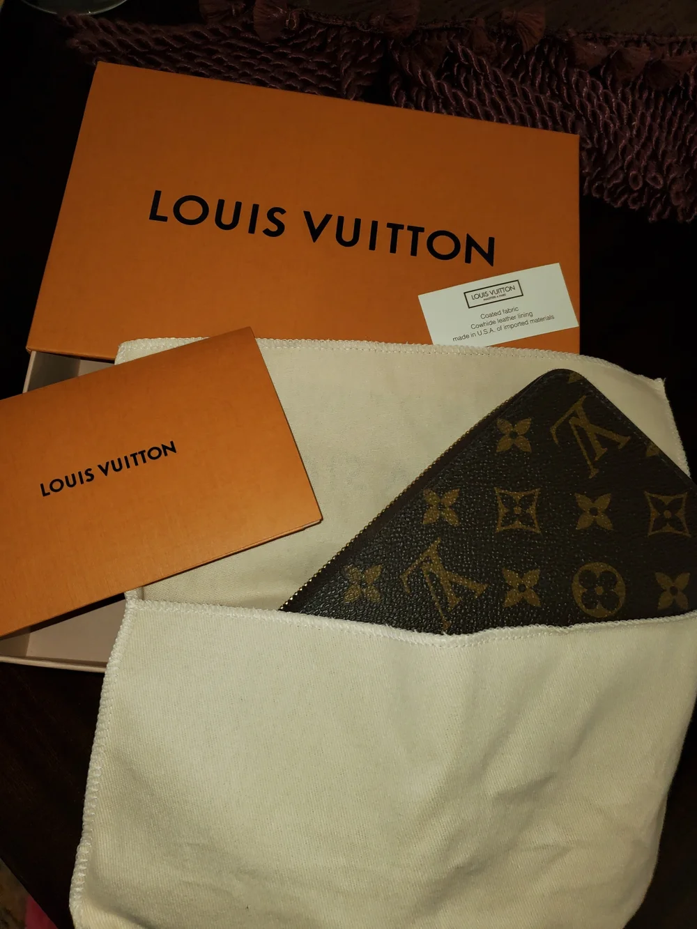 Louis Vuitton Brown Monogram Zip Wallet with Gold-Tone Hardware